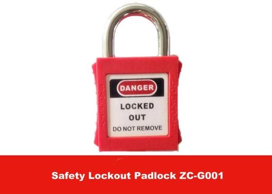 cierre dominante principal de acero corto Tagout de la seguridad de 25m m con la etiqueta luminosa inglesa del PVC proveedor