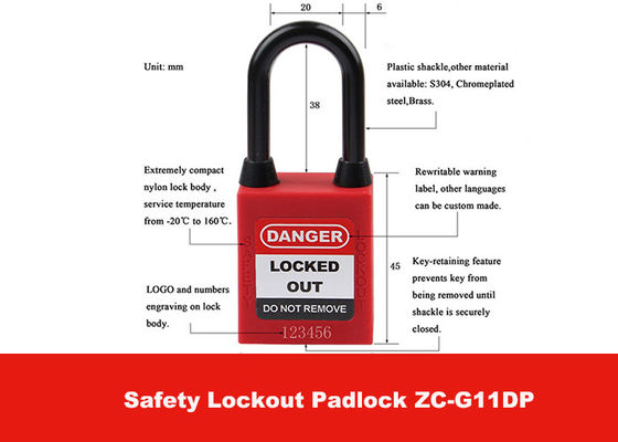 candados a prueba de polvo de nylon del cierre de la seguridad del cuerpo de la cerradura del ABS de 38m m con lengua modificada para requisitos particulares proveedor