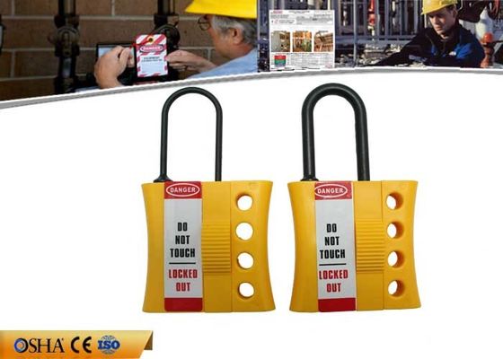 La cerradura del amarillo del Osha hacia fuera marca el cerrojo de nylon del cierre con etiqueta que los candados finos del grillo 4 de 3 milímetros permiten proveedor